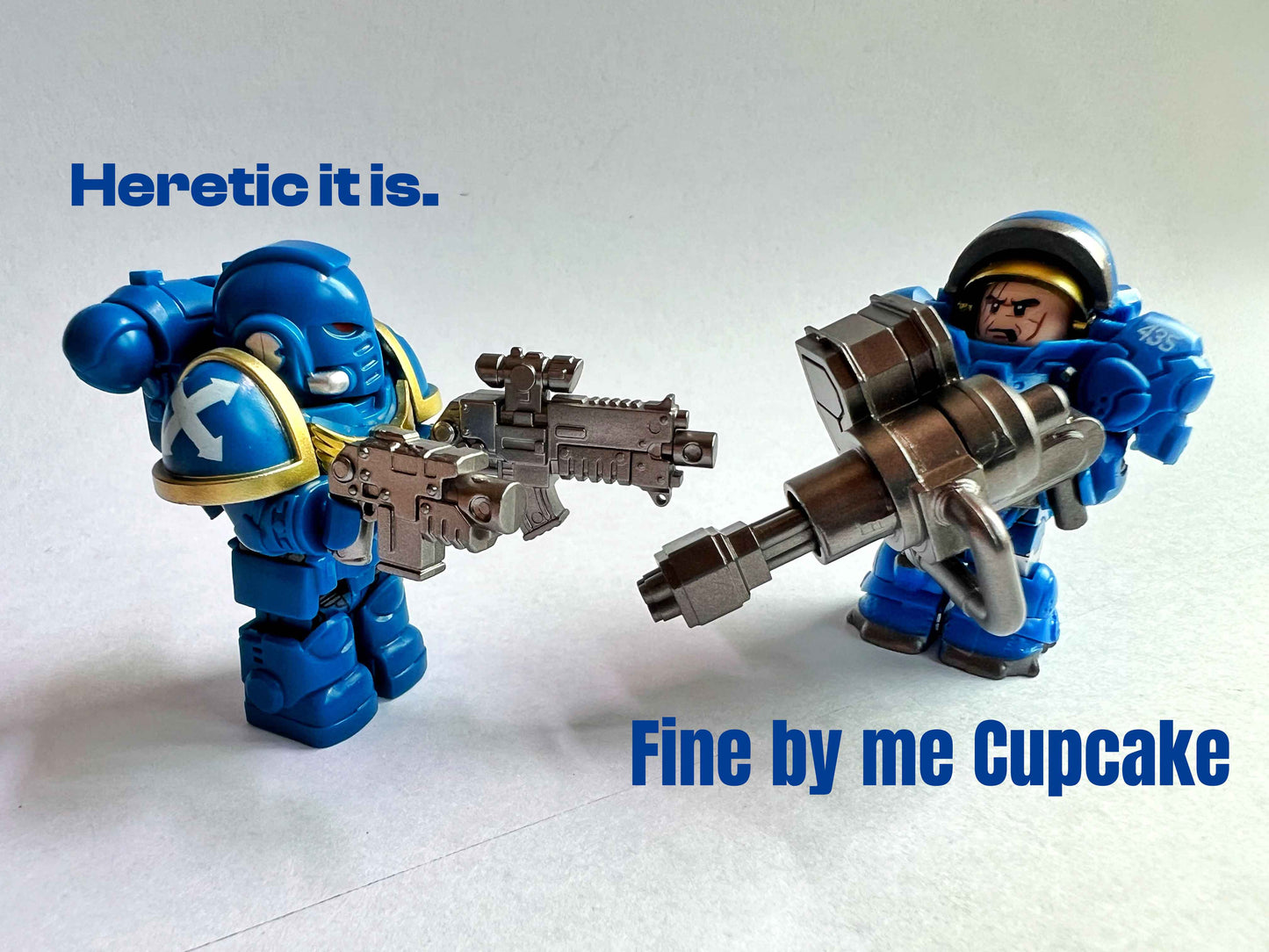 Custom Ultramarines Minifigure with Power Armor, Bolt Pistol & Bolt Rifle