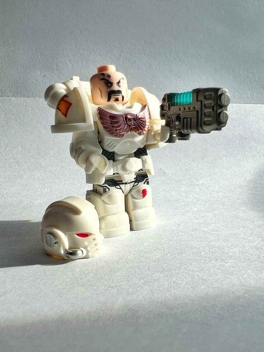 Custom White Scars Minifigure with Power Armor, Plasma Rifle & Bolt Rifle