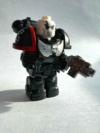 Custom Raven Guard Minifigure with Power Armor, Bolt Pistol & Plasma Rifle