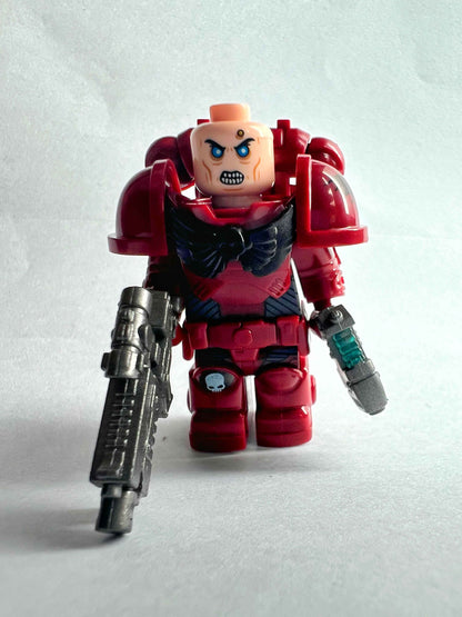 Custom Blood Angels Minifigure with Power Armor, Plasma Pistol & Boltgun