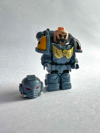 Custom Space Wolves Minifigure with Power Armor, Twin Bolt Rifles