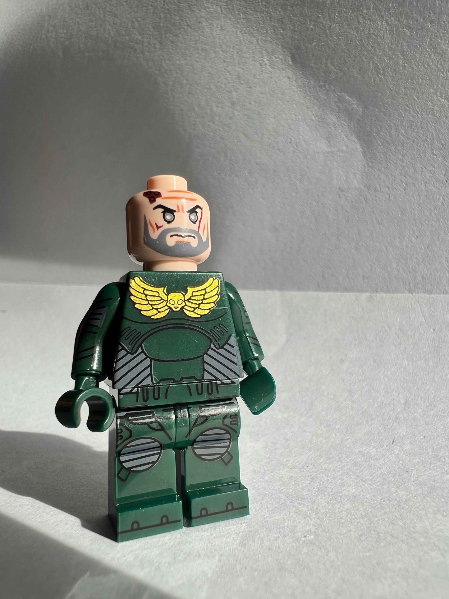 Custom Dark Angels Minifigure with Power Armor, Plasma Rifle, and Chainsword