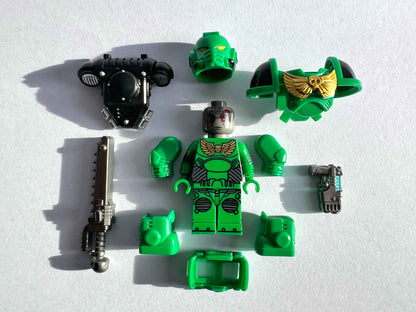 Custom Salamanders Minifigure with Power Armor, Chainsword & Plasma Pistol