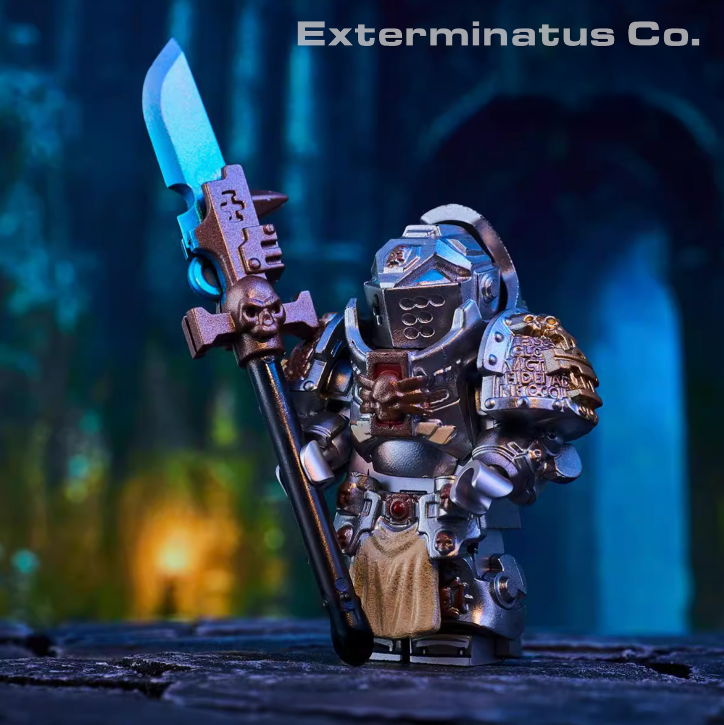 Custom Grey Knight Terminator Minifigure with Power Armor and Nemesis Force Halberd