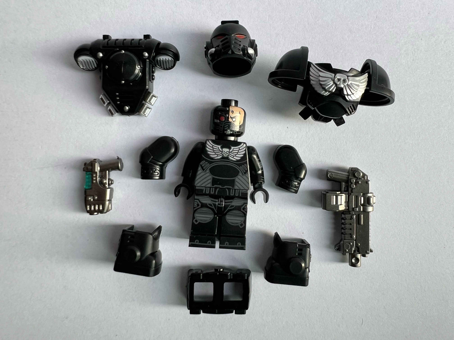 Custom Iron Hands Minifigure with Power Armor, Plasma Pistol & Bolt Rifle