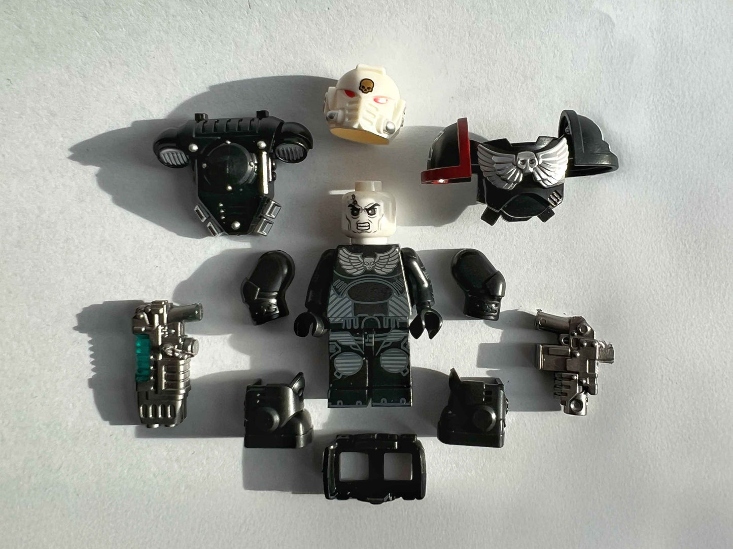 Custom Raven Guard Minifigure with Power Armor, Bolt Pistol & Plasma Rifle