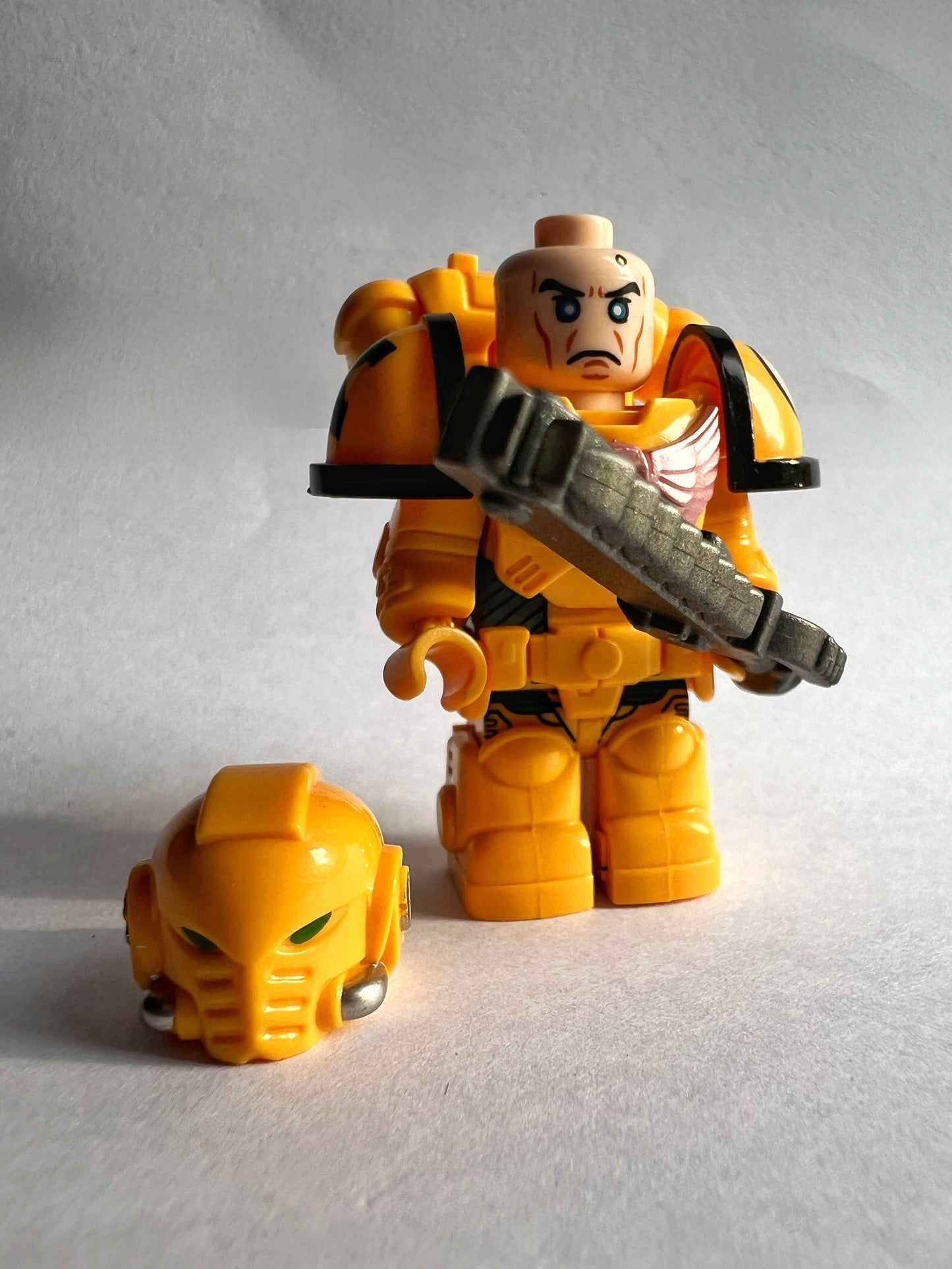 Custom Imperial Fists Minifigure with Power Armor, Bolt Pistol & Chainsword