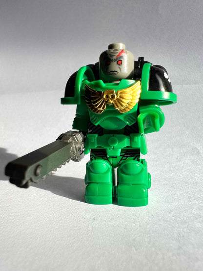 Custom Salamanders Minifigure with Power Armor, Chainsword & Plasma Pistol