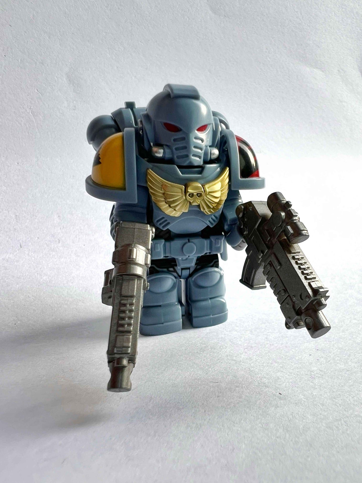 Custom Space Wolves Minifigure with Power Armor, Twin Bolt Rifles