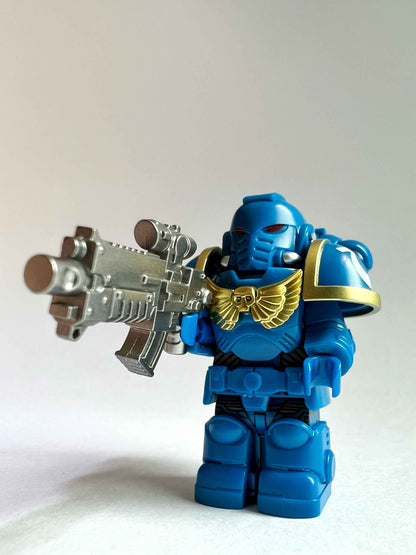 Custom Ultramarines Minifigure with Power Armor, Bolt Pistol & Bolt Rifle