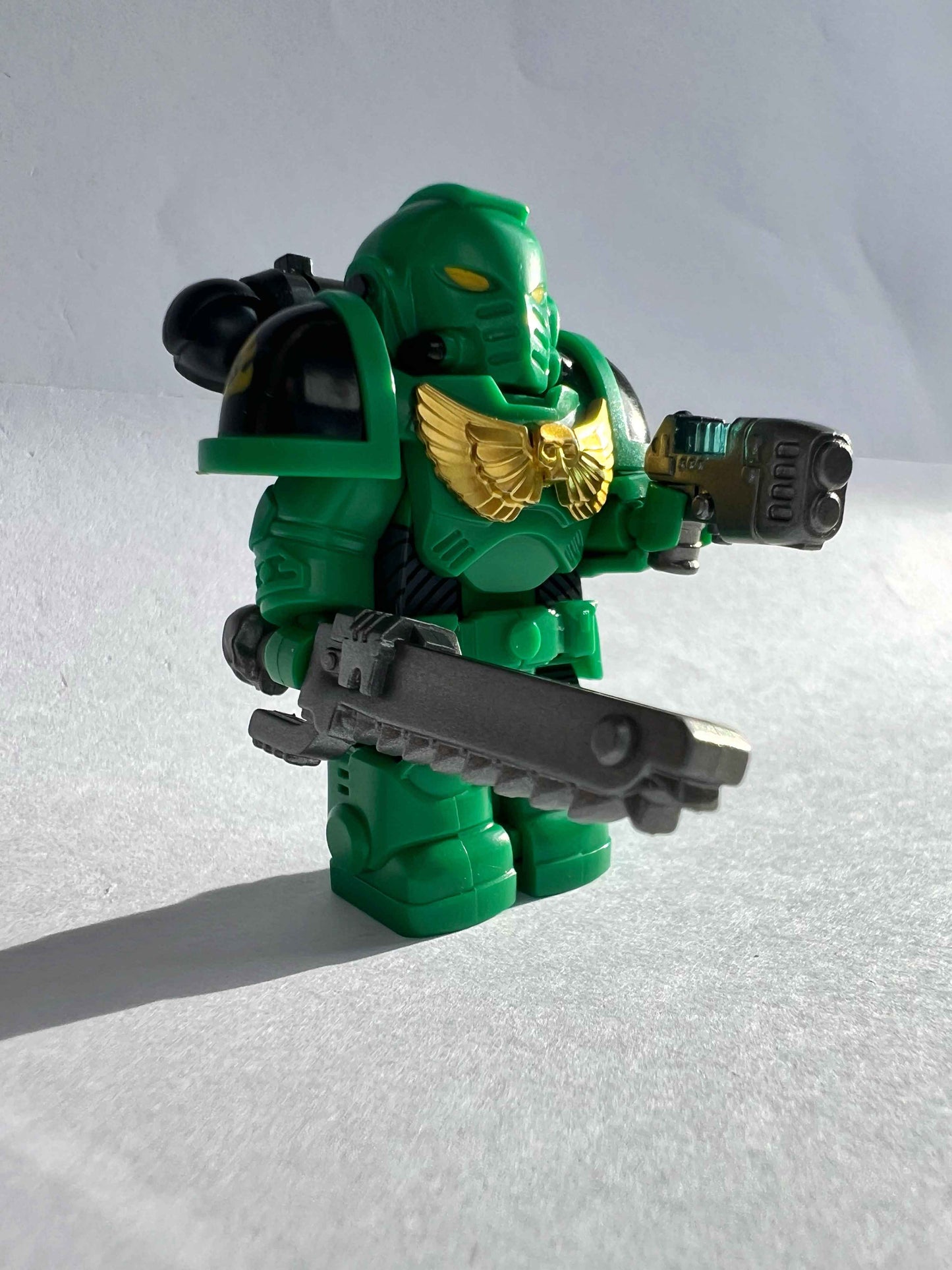 Custom Salamanders Minifigure with Power Armor, Chainsword & Plasma Pistol