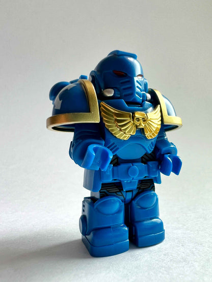 Custom Ultramarines Minifigure with Power Armor, Bolt Pistol & Bolt Rifle