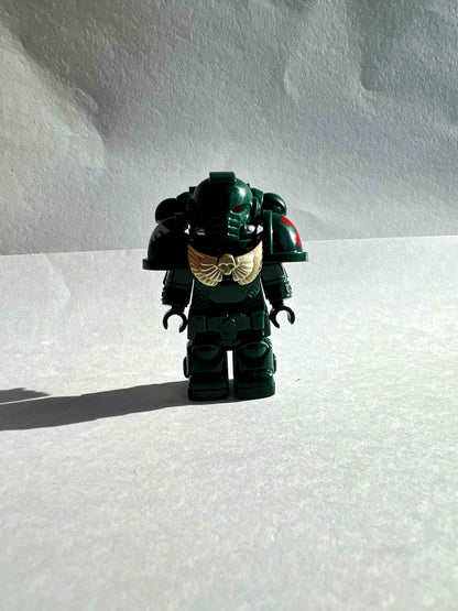 Custom Dark Angels Minifigure with Power Armor, Plasma Rifle, and Chainsword